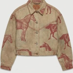 Vintage Western Equestrian Print Denim Jacket