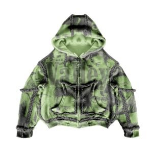 Deconstructed Graphic Newspaper Zip Hoodie